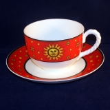 Paloma Picasso Sun, Moon and Stars Jumbotasse mit Untertasse rot neuwertig