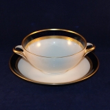 Olivia 63 Kobalt Golden Border Soup Cup/Bowl with Saucer as good as new