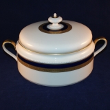 Dekor 25015 Cobalt Blue with Pearl Pattern and golden border Serving Dish/Bowl with Lid and Handle as good as new