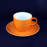 Sunny Day Orange Kaffeetasse mit Untertasse neuwertig