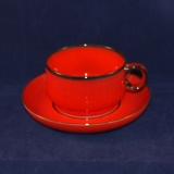 Scandic red Tea Cup with Saucer very good