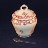 Valeria red Mustard Pot with Lid and spoon as good as new