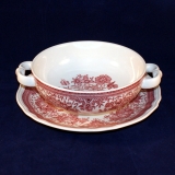 Fasan red Soup Cup/Bowl with Saucer used